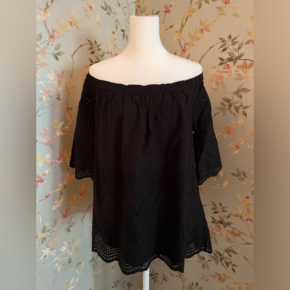 NWT daniel rainn for Anthropologie Off the Shoulder Eyelet Top Size Large